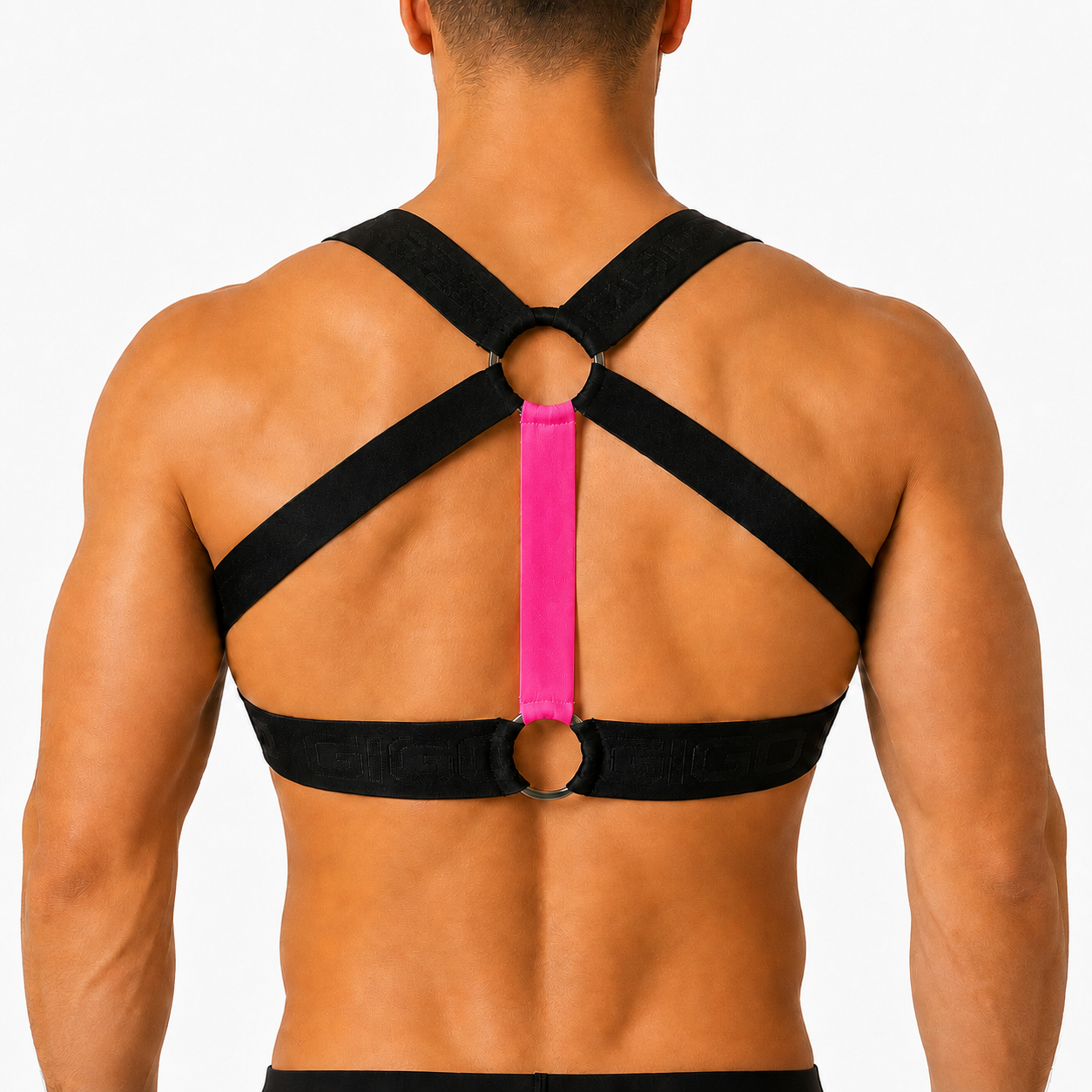 Flux Fuchsia Harness vista posterior de Gigo Underwear