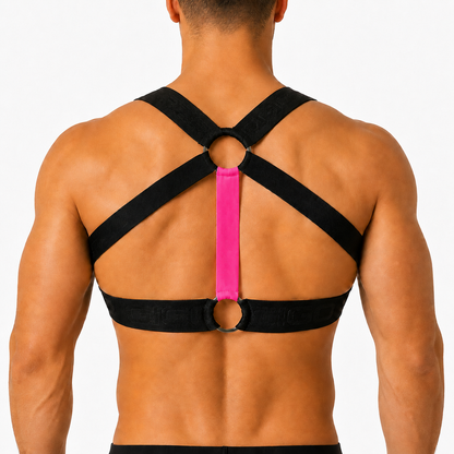 Flux Fuchsia Harness vista posterior de Gigo Underwear