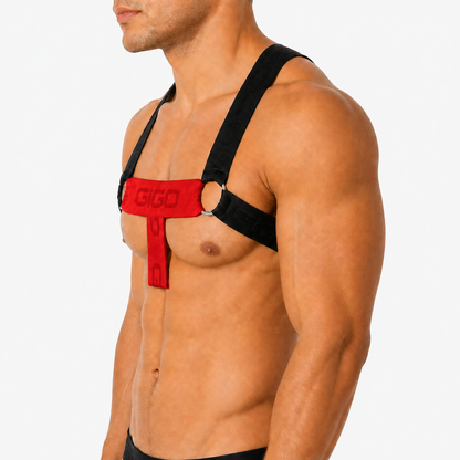 Flux Red Harness vista frontal de Gigo Underwear