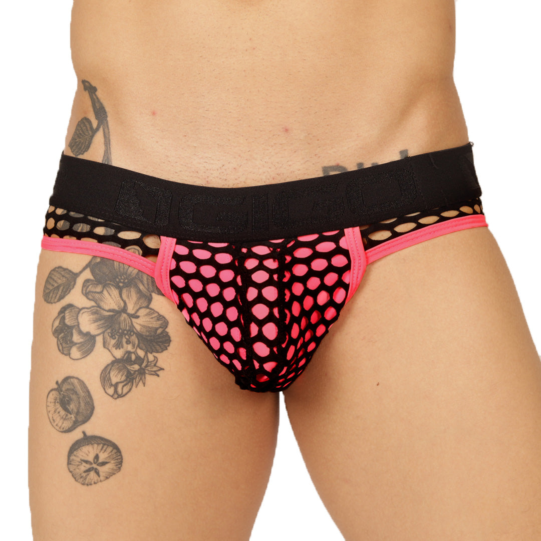 FRESH FUCHSIA BRIEF JOCK - Jockstrap Masculino Sexy con Pretina Contraste