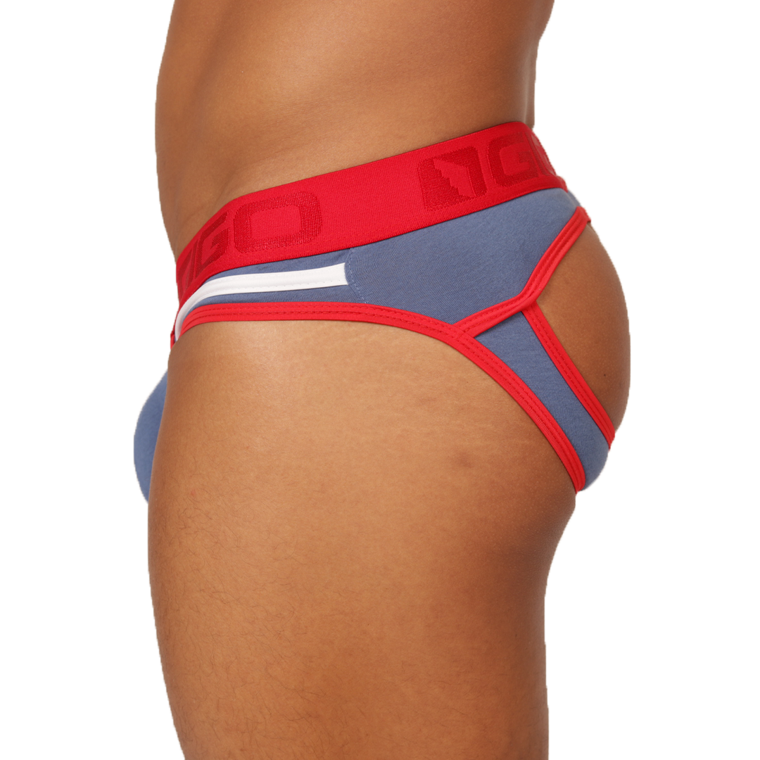 Garoto Blue Brief Jock vista frontal de Gigo Underwear