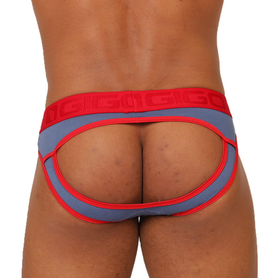 Garoto Blue Brief Jock vista posterior de Gigo Underwear
