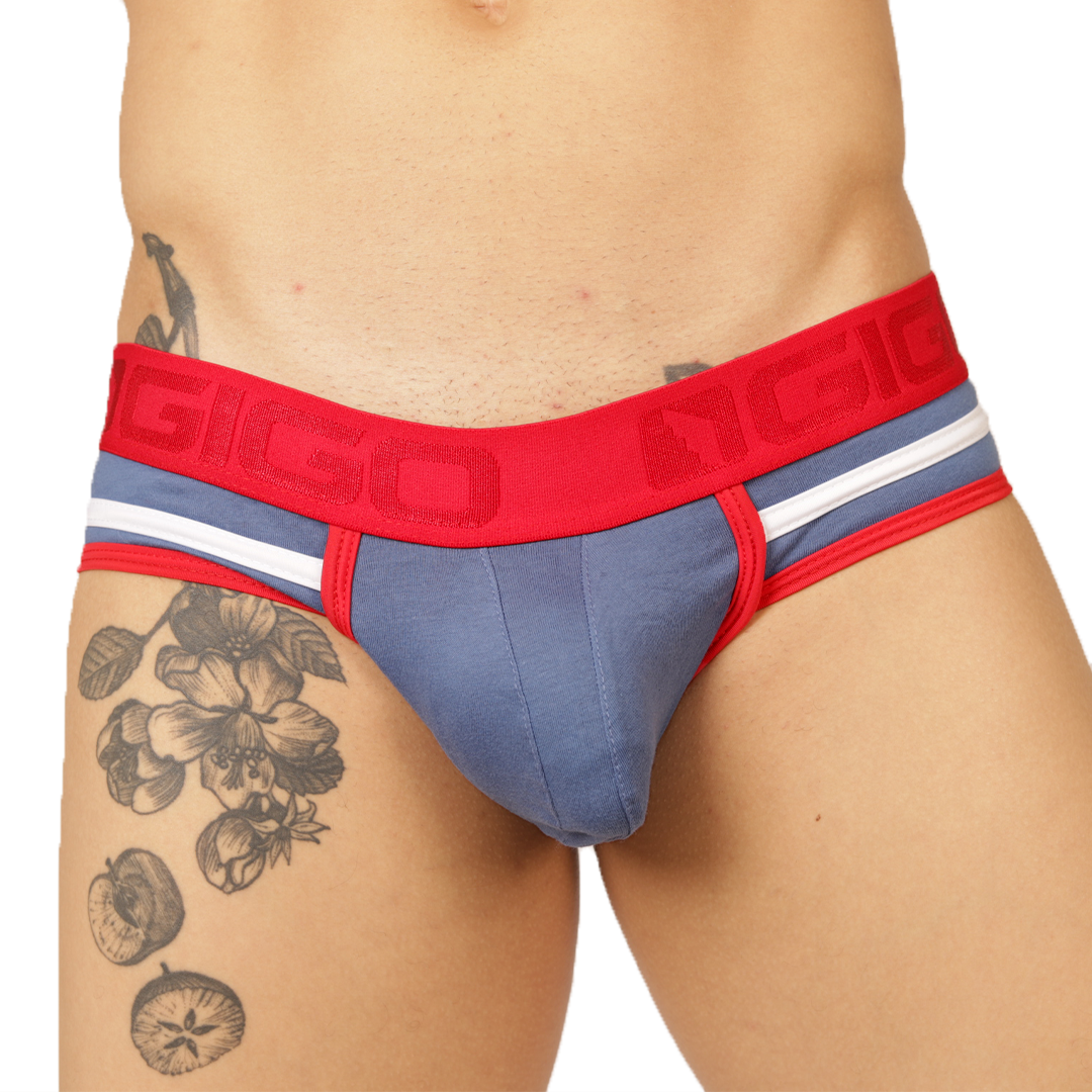 GAROTO BLUE BRIEF - Brief Masculino Audaz con Pretina Contraste