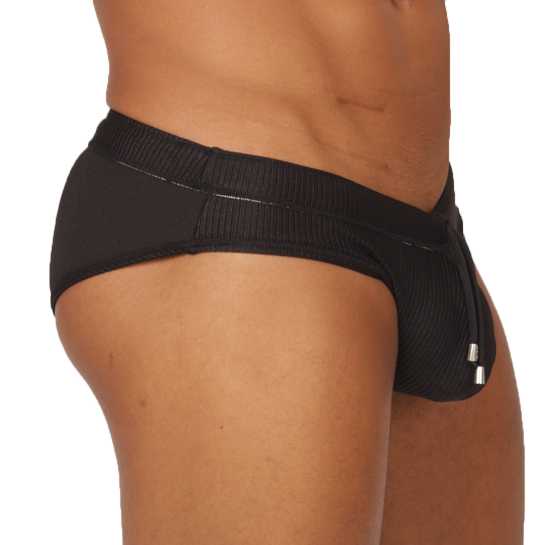 Glow Black Swimbrief vista frontal de Gigo Underwear