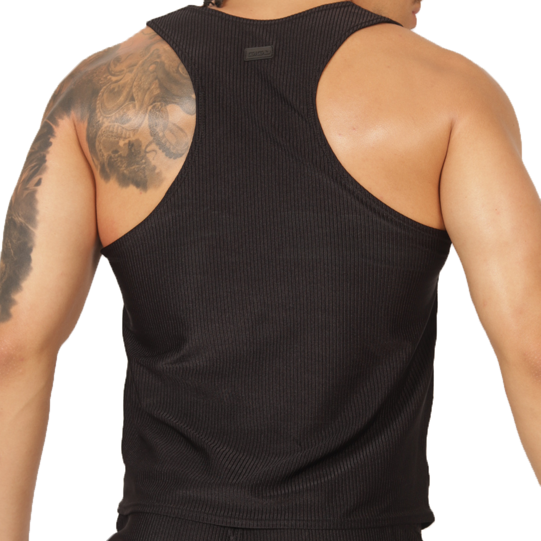 Glow Black Tank vista frontal de Gigo Underwear