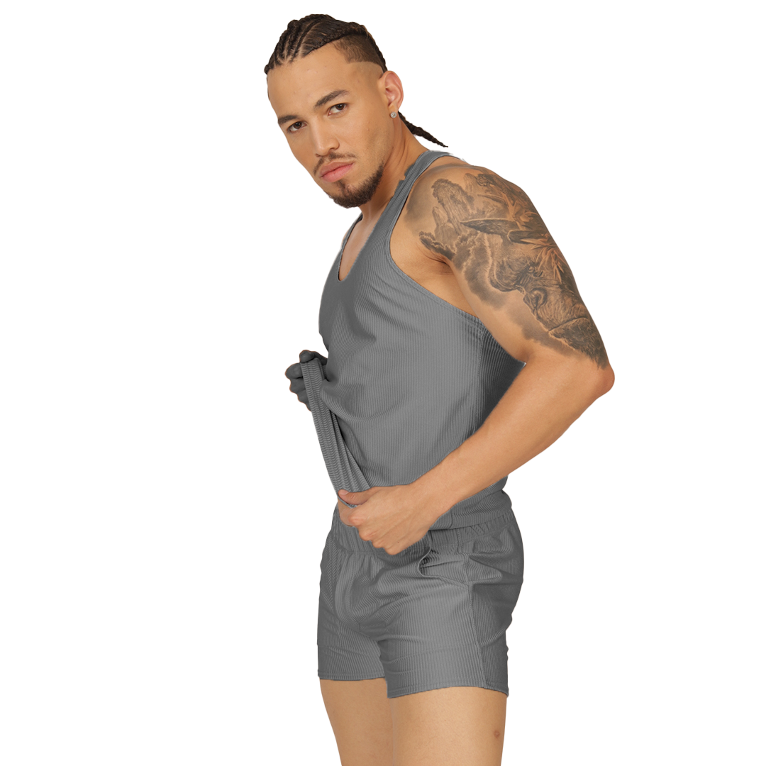 Glow Gray Tank vista posterior de Gigo Underwear
