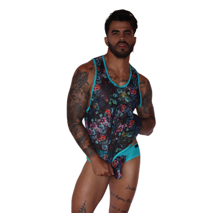 Garden Blue Tank en modelo de Gigo Underwear