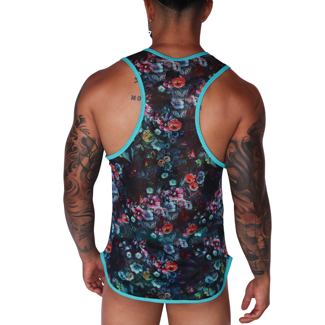 Garden Blue Tank vista posterior de Gigo Underwear