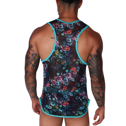 Garden Blue Tank vista posterior de Gigo Underwear