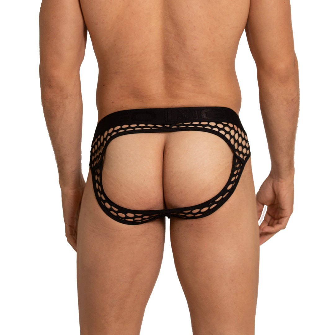 Hole Black Brief Jock vista posterior de Gigo Underwear