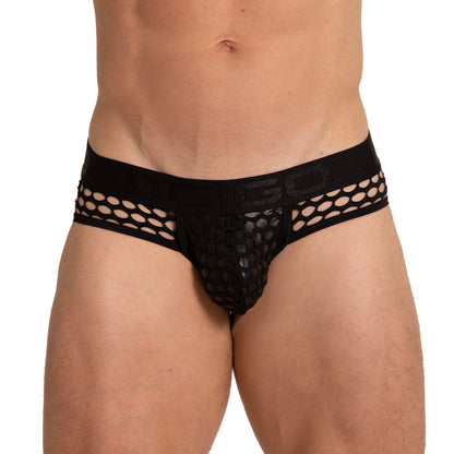 Hole Black Brief vista frontal de Gigo Underwear
