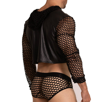 Hole Black Hoody Tshirt vista frontal de Gigo Underwear