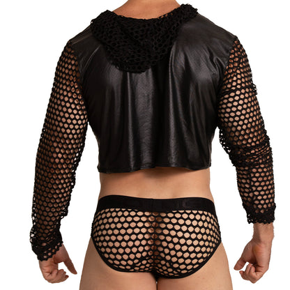 Hole Black Hoody Tshirt vista posterior de Gigo Underwear