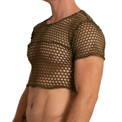Hole Green Croop Top vista frontal de Gigo Underwear