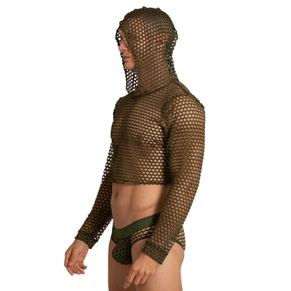Hole Green Hoody Tshirt vista frontal de Gigo Underwear