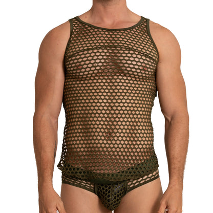Hole Green Tank vista frontal de Gigo Underwear