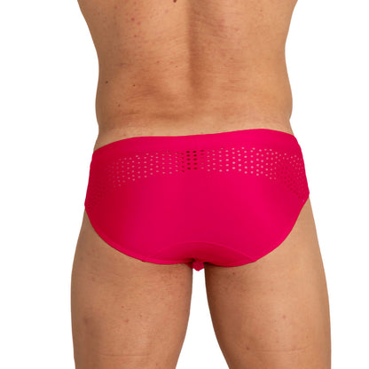Hole Red Swim Brief vista posterior de Gigo Underwear