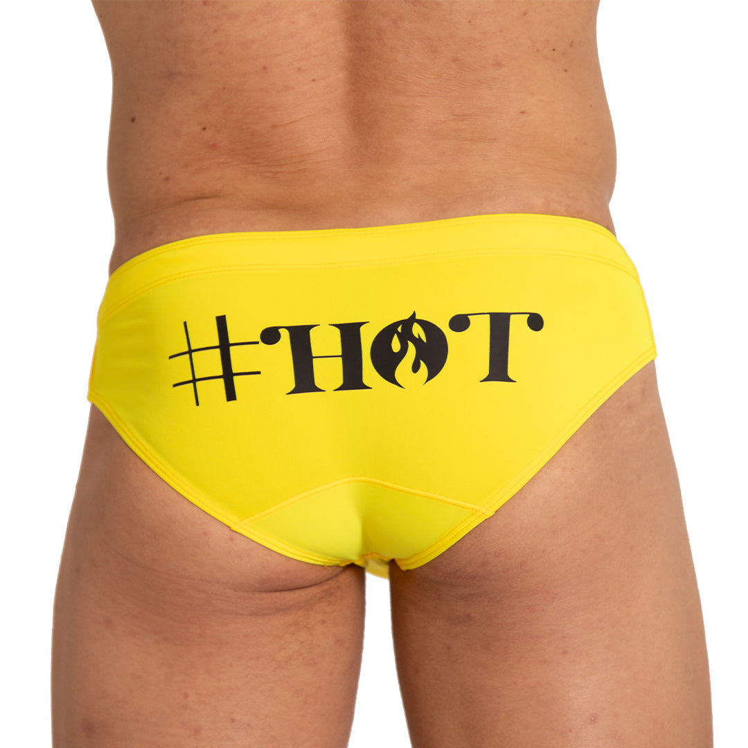 Hot Yellow Swim Brief vista posterior de Gigo Underwear