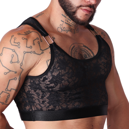 Illusion Black Crop Top vista frontal de Gigo Underwear