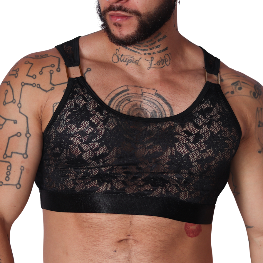 Illusion Black Crop Top de Gigo Underwear