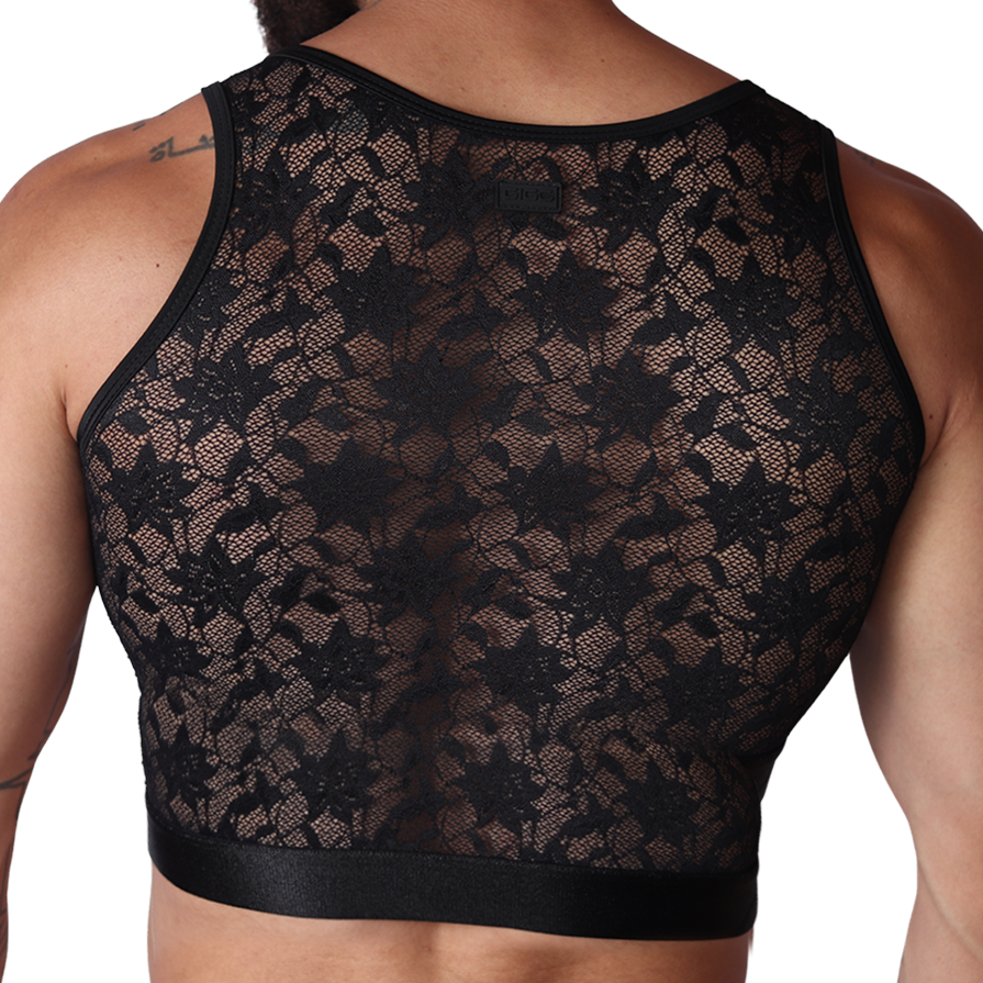 Illusion Black Crop Top vista posterior de Gigo Underwear