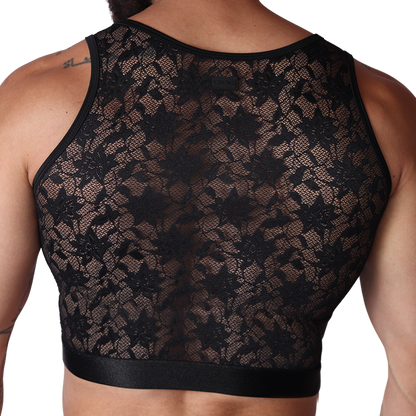 Illusion Black Crop Top vista posterior de Gigo Underwear