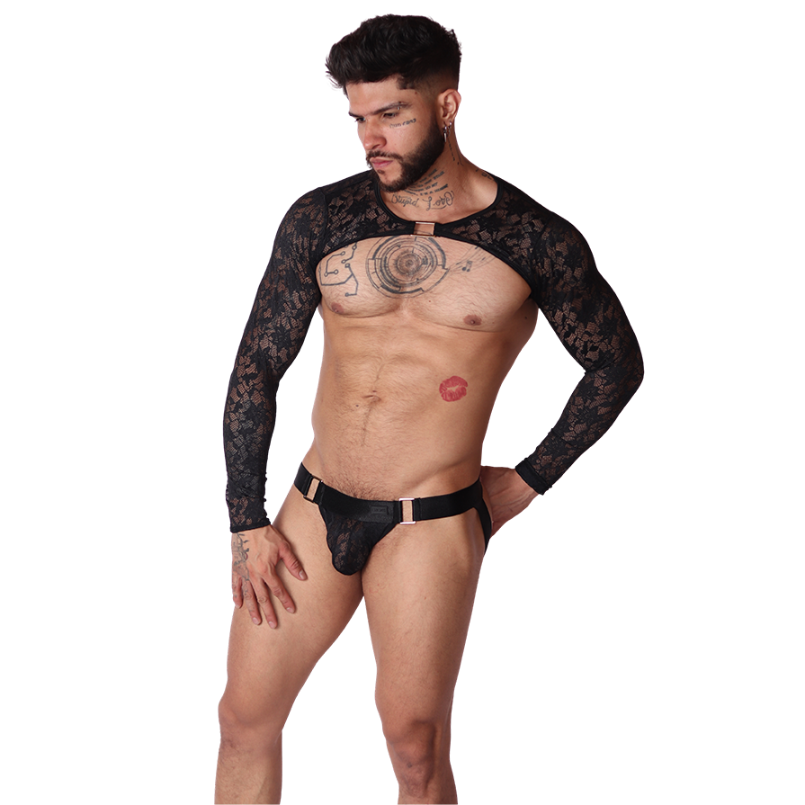 Illusion Black Harness en modelo de Gigo Underwear