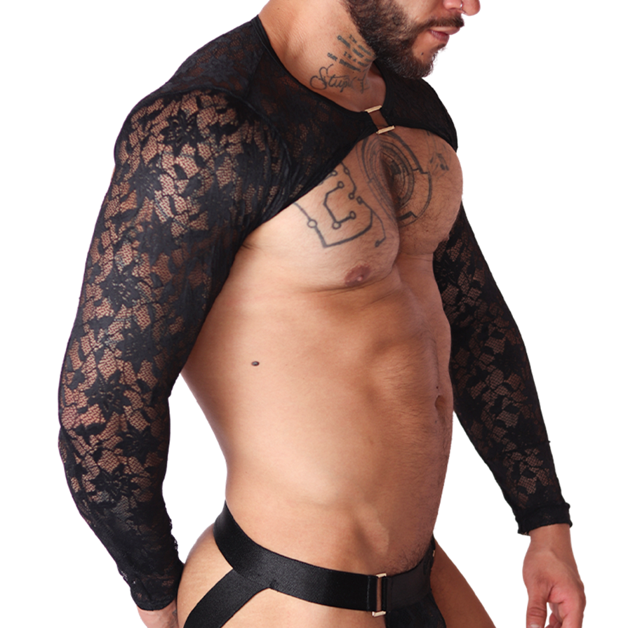 Illusion Black Harness vista frontal de Gigo Underwear