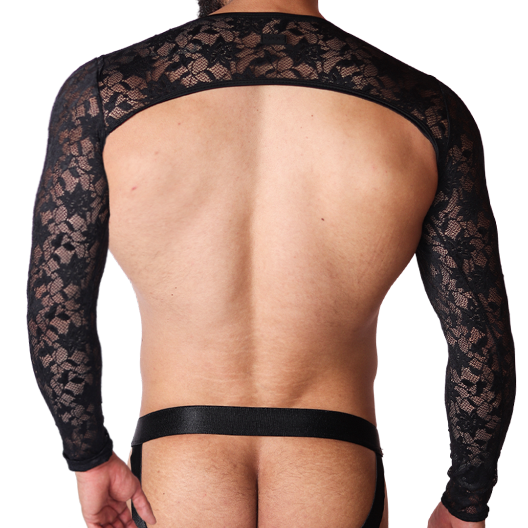 Illusion Black Harness vista posterior de Gigo Underwear