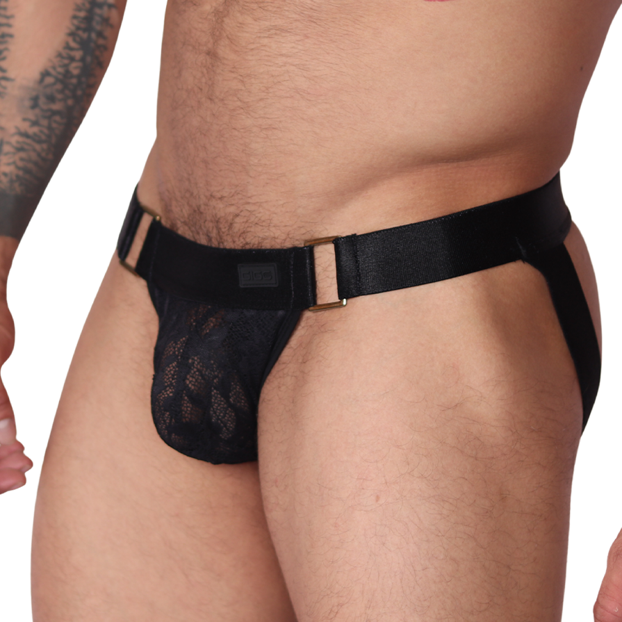Illusion Black Jockstrap vista frontal de Gigo Underwear
