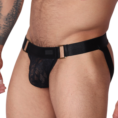 Illusion Black Jockstrap vista frontal de Gigo Underwear