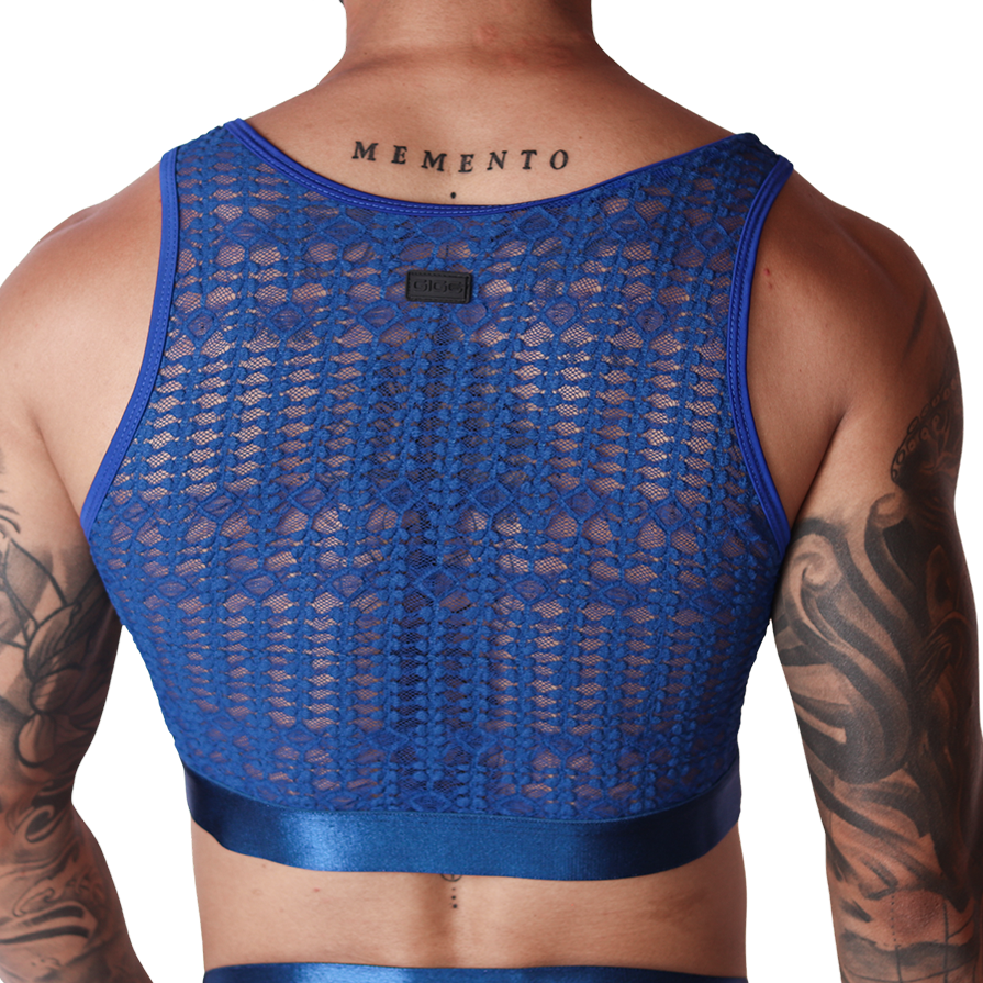 Illusion Blue Crop Top vista posterior de Gigo Underwear