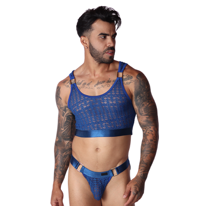 Illusion Blue Crop Top en modelo de Gigo Underwear