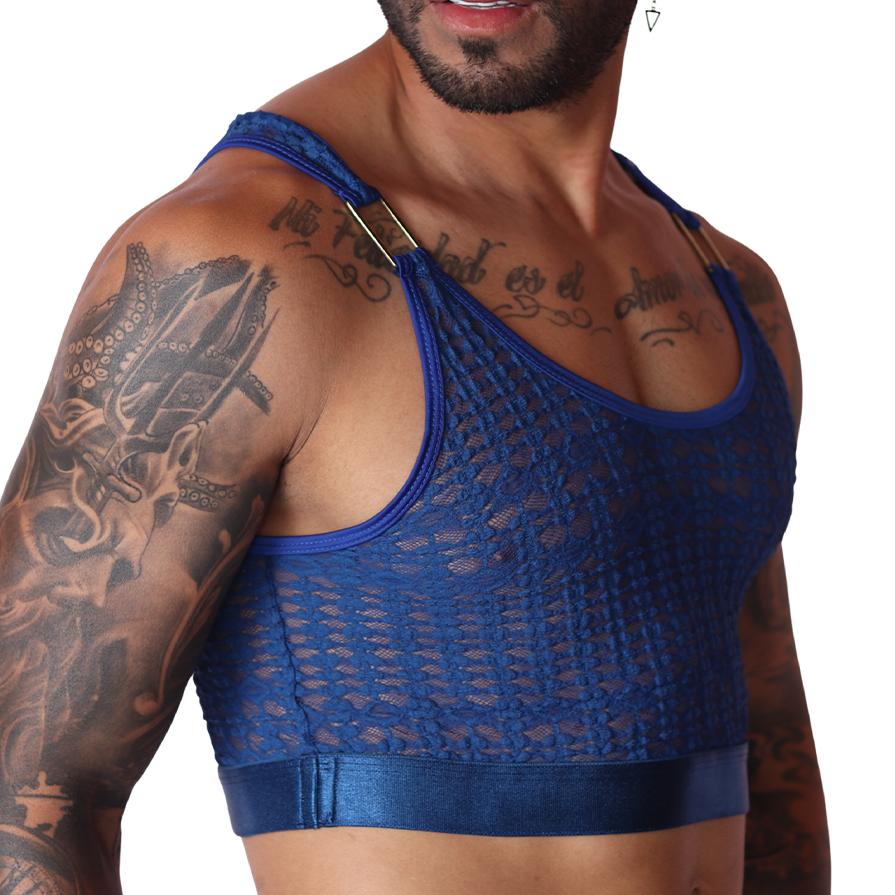 Illusion Blue Crop Top vista frontal de Gigo Underwear