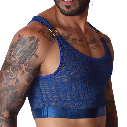 Illusion Blue Crop Top vista frontal de Gigo Underwear