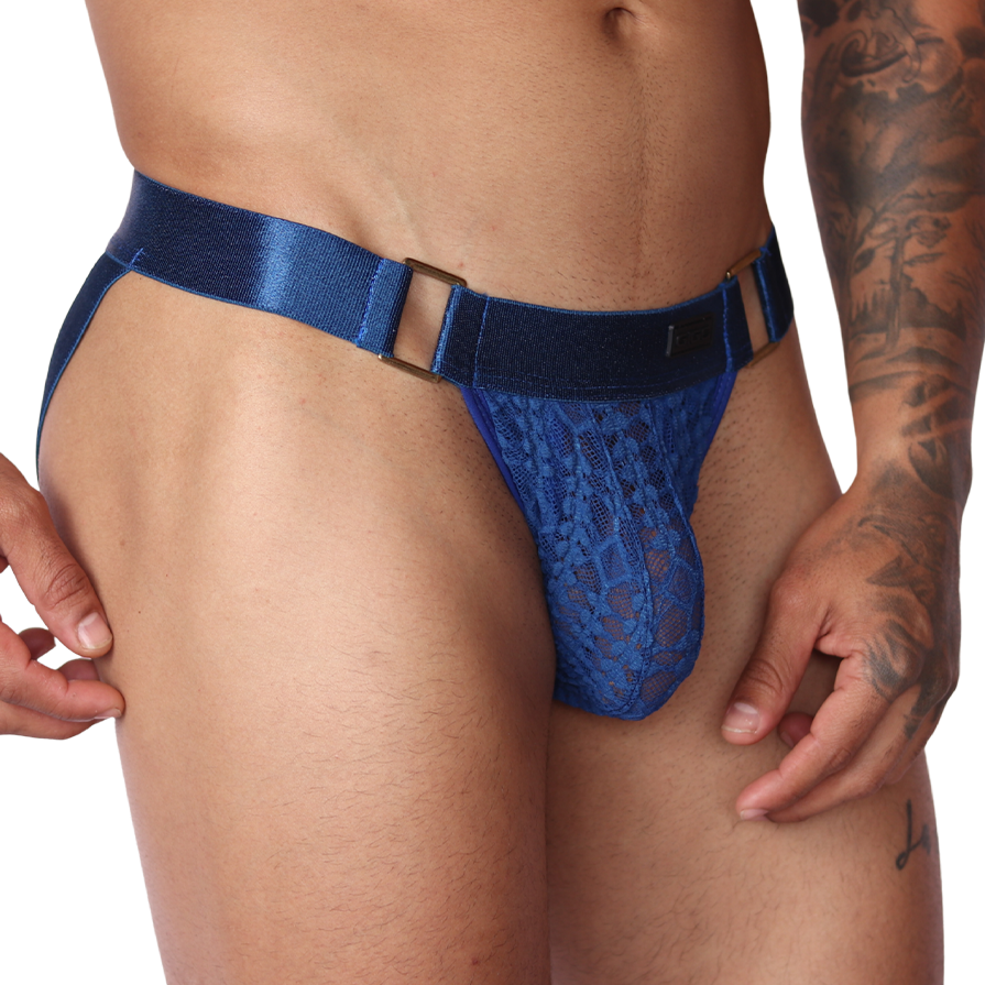 Illusion Blue Jockstrap vista frontal de Gigo Underwear