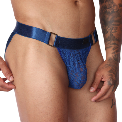 Illusion Blue Jockstrap vista frontal de Gigo Underwear
