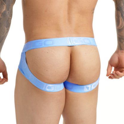 Insuperable Blue Brief Jockstrap vista frontal de Gigo Underwear