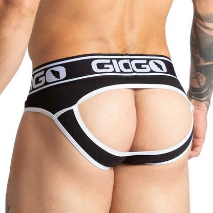 Khanal Black Brief Jock vista posterior de Gigo Underwear