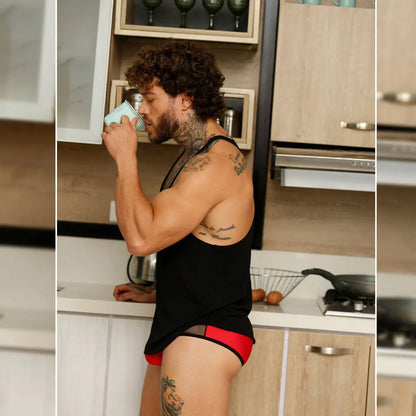 Lemon Black Tank vista posterior de Gigo Underwear