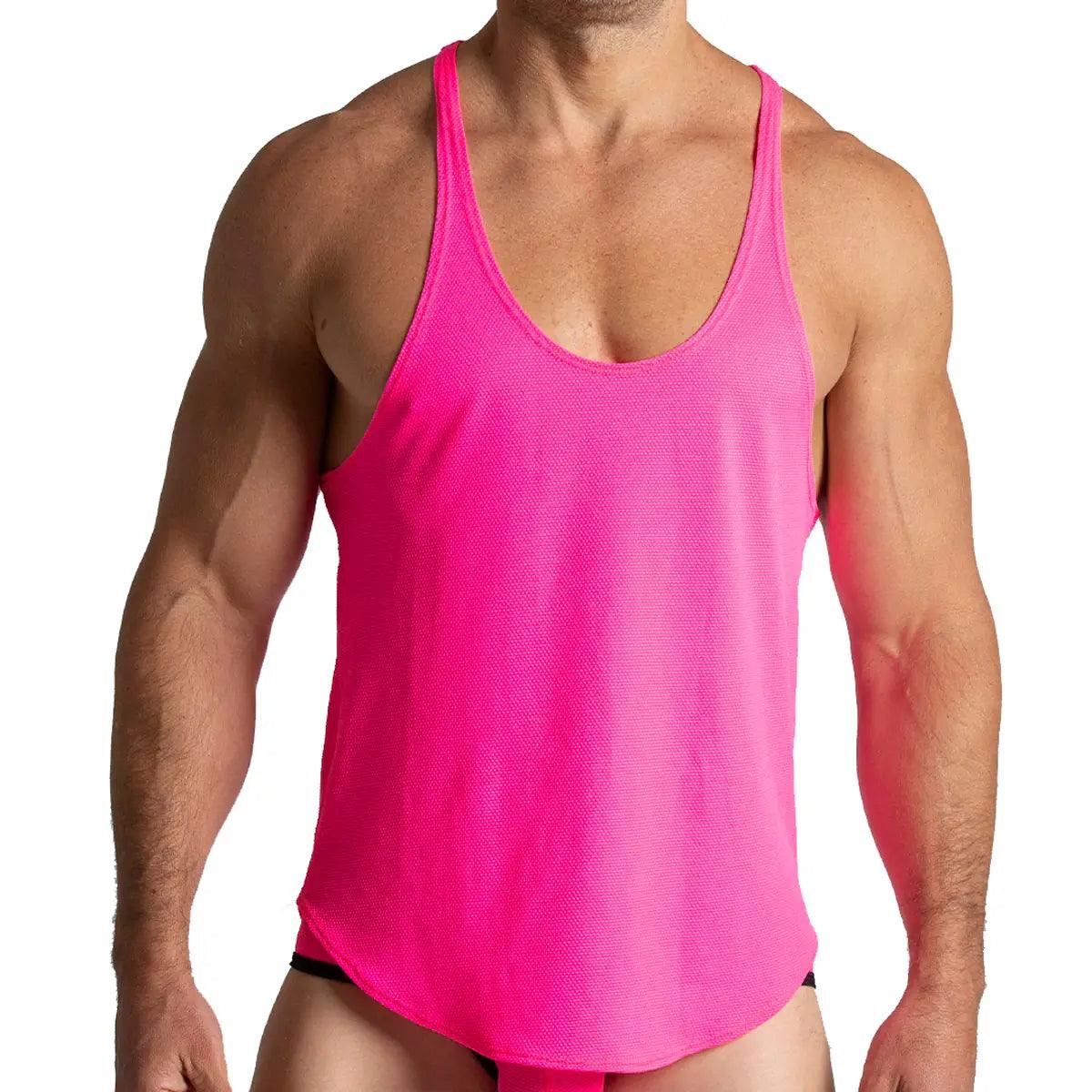 LEMON FUCSHIA TANK - Camiseta fucsia sexy para hombres, camiseta sin mangas