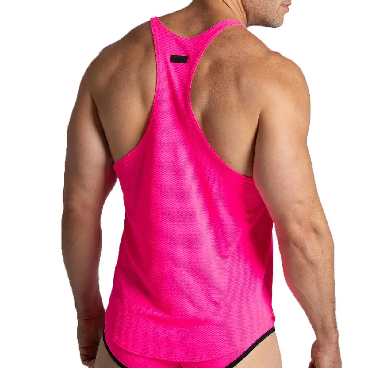 LEMON FUCSHIA TANK - Camiseta fucsia sexy para hombres, camiseta sin mangas