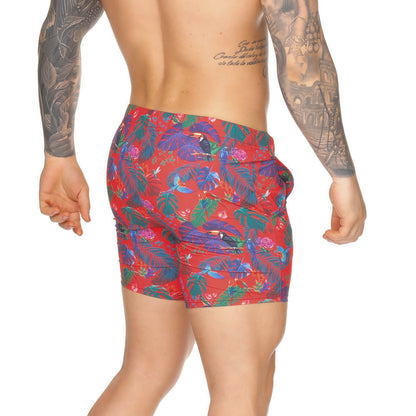 Macaws Red Beachwear vista posterior de Gigo Underwear