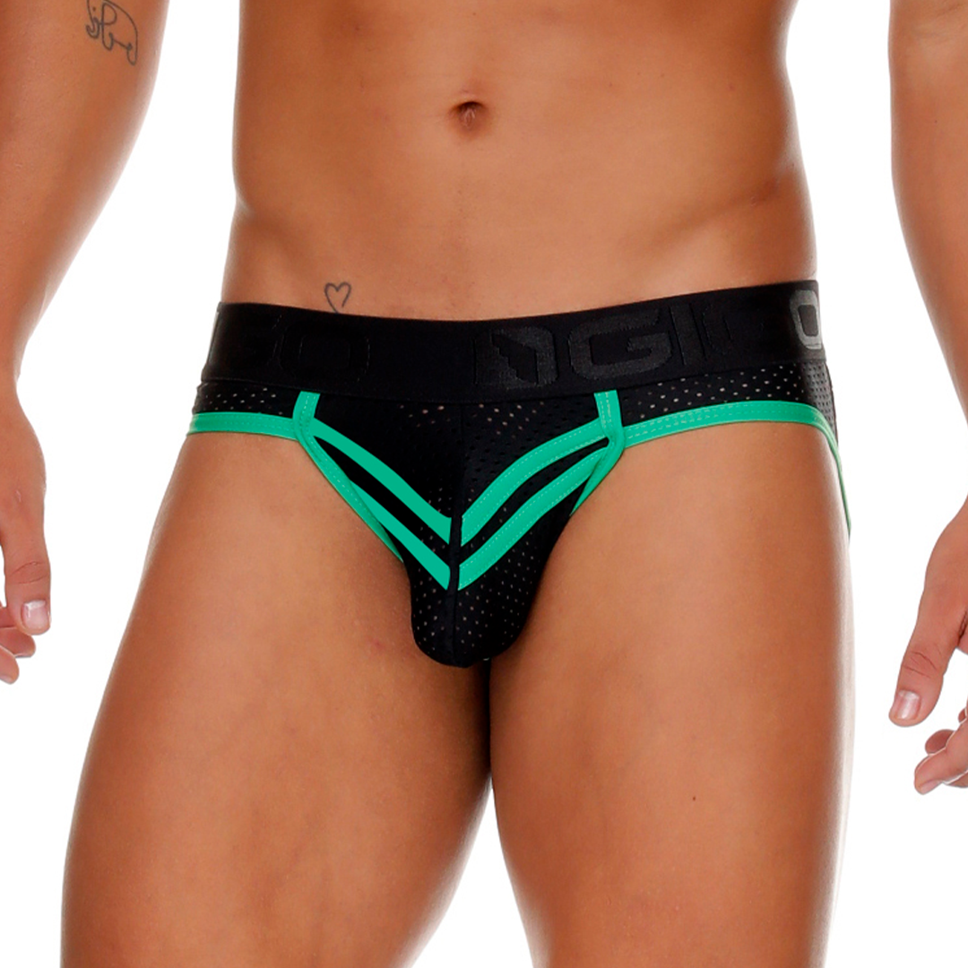 Medieval Green Brief Jockstrap vista posterior de Gigo Underwear