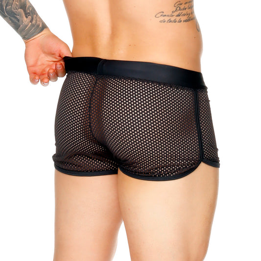 MOROCCO BLACK HOTSHORT - Pantaloneta corta, shorts de malla negra sexy para hombres