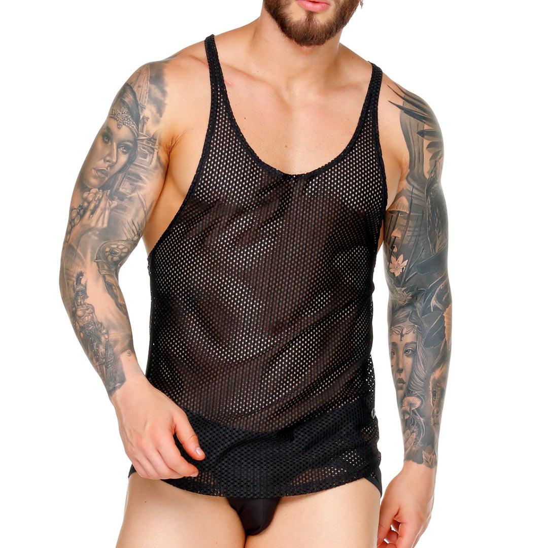 MOROCCO BLACK TANK - Camiseta negra sexy para hombres, camiseta sin mangas