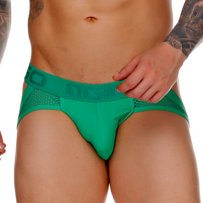Morocco Green Brief Jockstrap vista posterior de Gigo Underwear