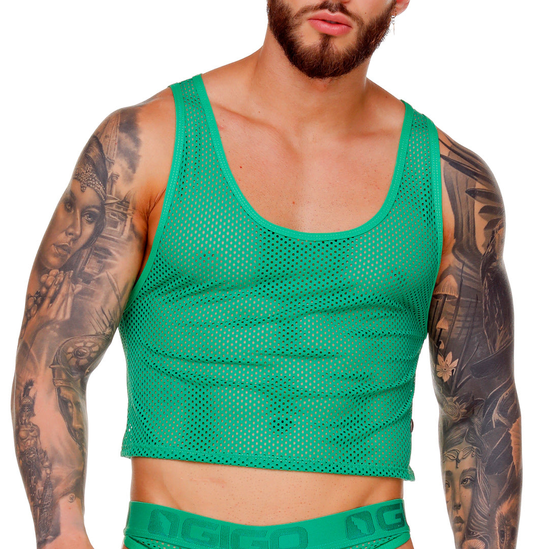 Morocco Green Croop Top vista frontal de Gigo Underwear