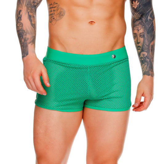 MOROCCO GREEN HOTSHORT - Pantaloneta corta, shorts de malla verde para hombres