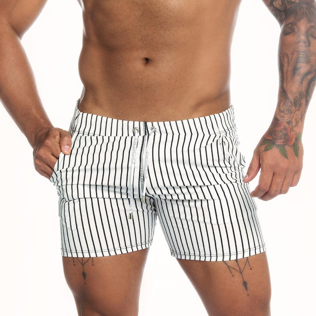 NAVAL WHITE BEACHWEAR - Pantalones cortos de baño estampados para hombres